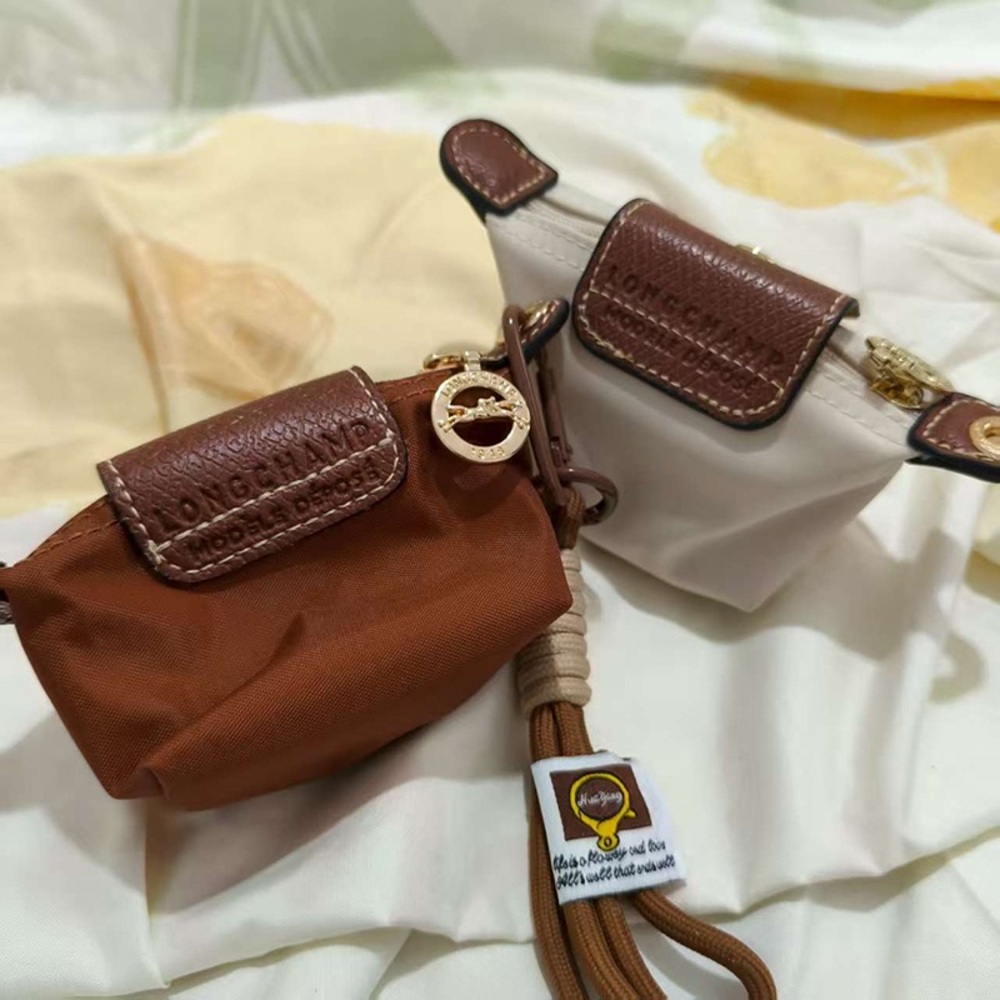 Longchamp Portable Off-White And Brown Mini Coin Purse - Picture 8 of 8